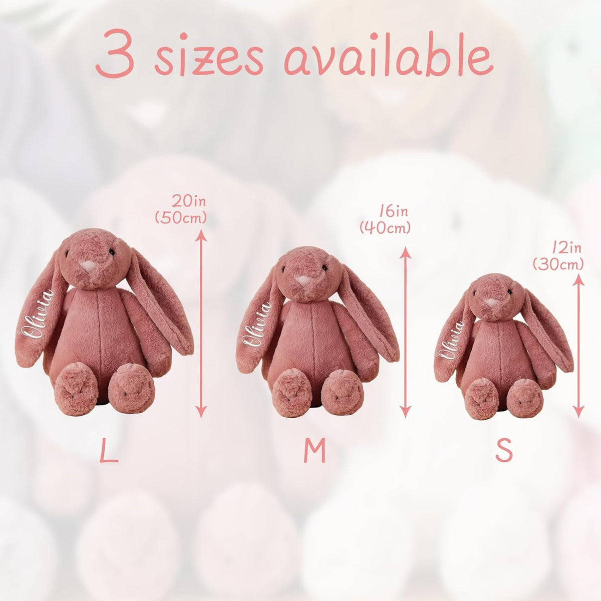 Personalized Easter Bunny Rabbit, Custom Name Monogrammed Embroidered Bunny, Fluffy Rabbit with Long - photo 4