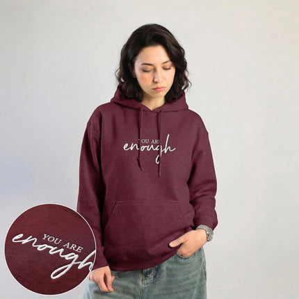 Custom You Are Enough Embroidered Hoodie with Dear Person Behind Me Message – Inspirational Gift Hoodie for Men & Women