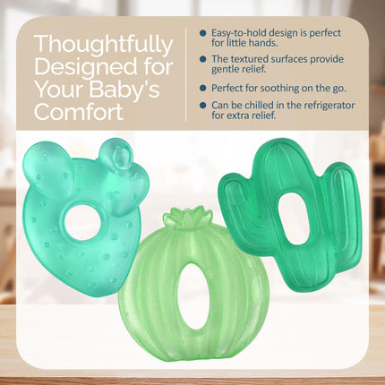 Water-Filled Teethers for Teething, Set of 3 Green Cactus - photo 4