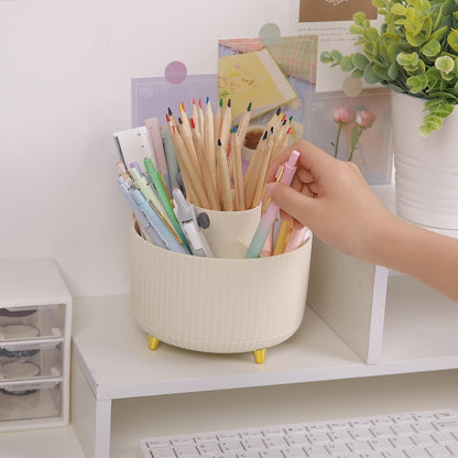 360 Rotating Plastic Desk Pen Organizer with 5 Slots, Dual-Purpose Art Supply Pencil Cup for Office - photo 4