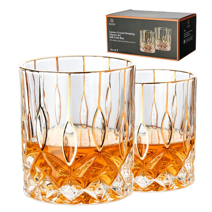 Whiskey Glasses Set of 4,Rock Glasses,11 oz Lead-Free Crystal Bourbon Glass,Old Fashioned Glass for Bourbon,Cognac,Irish Whisky,Personalised Whisky Glass Gift Set for Men,Dad,Brother