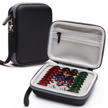 Estuche porta púas de guitarra compatible con Fender, ChromaCast, D'Addario, JIM DUNLOP, Bolopick, UNLP MUSICAL INSTRUMENT, bolsa de almacenamiento para púas de todos los tamaños, negra