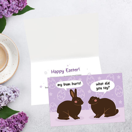 Funny Easter Card, Hilarious Chocolate Bunny Greeting with Sweet Easter Wishes, Humorous Easter Card for Friends, Family