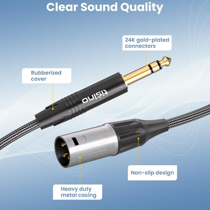 Tisino 1/4" to XLR Cable, 6.35mm TRS to XLR Male Nylon Braid Quarter inch TRS to XLR Male Balanced Interconnect Microphone Cord Patch Cable - 3.3ft