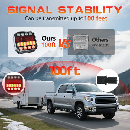 Wireless Trailer Lights Magnetic, Rechargeable LED Towing Trailer Light Kit with Ultra Strong 90LB Magnetic Base,100FT Range,IP67 Waterproof, 6 MODES OF LIGHTING, for Trucks, Boat, RV, Camper