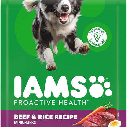 IAMS Proactive Health Adult Minichunks Dry Dog Food Beef & Rice Recipe, 5 lb. Bag