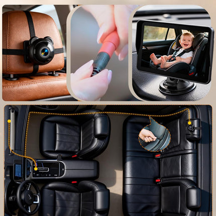Yakry HD Baby Camera for Car 7.2-Inch: 3X Larger View, 5-Min USB Easy to Install, 1080P Auto Night Vision - 150° Wide Angle Car Seat Camera Full Backseat View for Kid & Infant Safety (Ages 0-5)