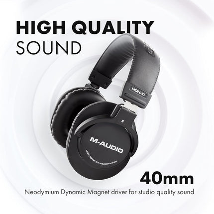 M-Audio M-Track Solo USB Audio Interface with XLR Input Plus M-Audio Over Ear Studio Headphones with Closed Back Design for Monitoring