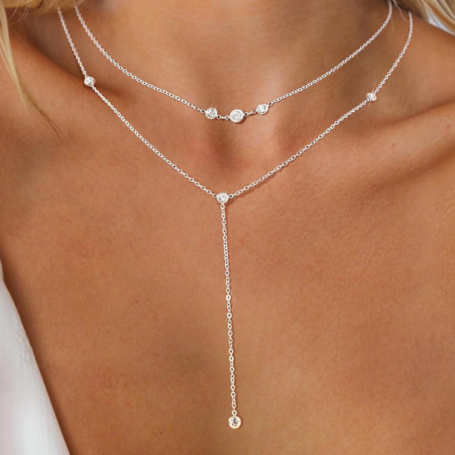 Long Gold Necklaces for Women, Dainty Layered Lariat Sterling Silver Plated Y Shaped Necklace Stack Non - photo 2