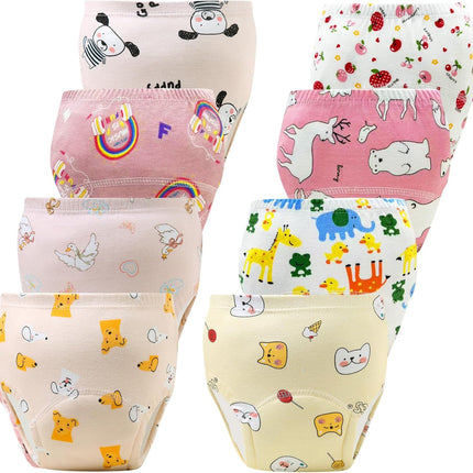 Upairy Training Pants for Boys Girls,Toddler Potty Training Underwear,Leakproof Reusable Kid Confident Panties,Children's Potty Underwear 100% Cotton for 2T-6T(8PCS,S)