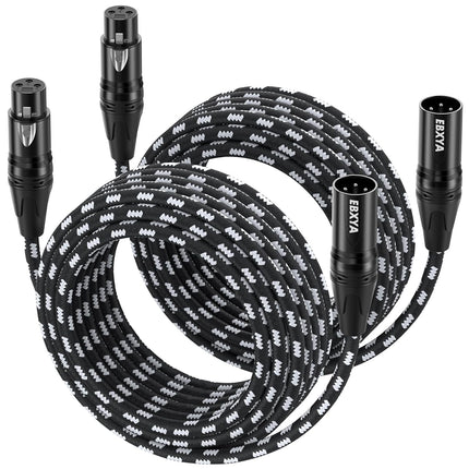 XLR Cables 25ft 2 Packs - Premium Braided Male to Female XLR Microphone Cable 3 Pins Balanced Mic Cables for Mic Mixer, Speaker, Recording Studio