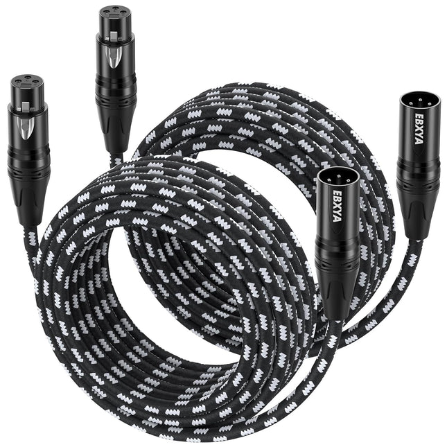 XLR Cables 25ft 2 Packs - Premium Braided Male to Female XLR Microphone Cable 3 Pins Balanced Mic Cables for Mic Mixer, Speaker, Recording Studio