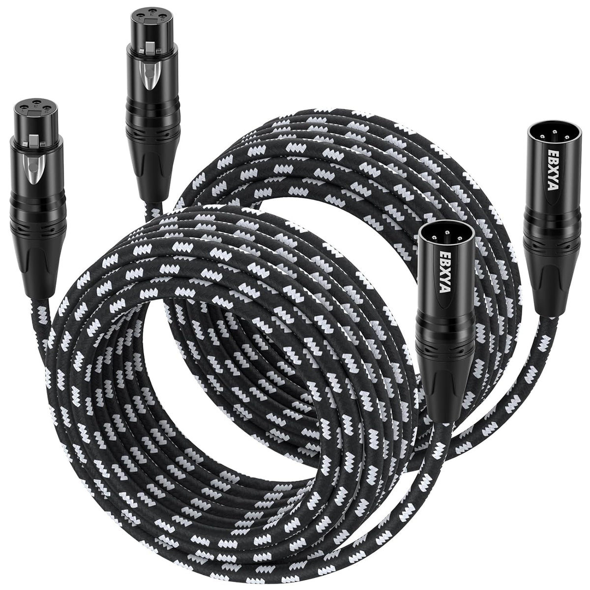 XLR Cables 25ft 2 Packs - Premium Braided Male to Female XLR Microphone Cable 3 Pins Balanced Mic Cables for Mic Mixer