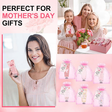 Loopeer 24 Sets Mother's Day Hand Cream Gifts Happy Mother's Day Party Favors Bulk Hand Cream with Organza Bag and Greeting Card for Women, Mom Party Decoration