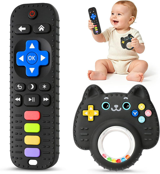 2-Pack BPA-Free Silicone Remote Control Rattle Teether Toys