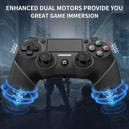 Wireless Controller Compatible with PS4/Pro/Slim, Black ps4 controller with Dual Vibration, 1000mAh Battery, 6-Axis Motion Sensor, Built-in Speaker & 3.5mm Headphone Jack, Charging Cable (Black)