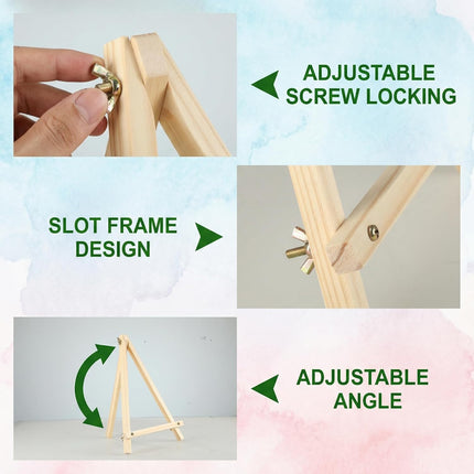 4 Pack 11.8In Tabletop Easel, Wooden Easels for Paiting Adjustable Foldable for Kids, Students, Beginners
