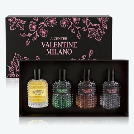A CENTER Valentine Cologne 4pcs/100ml*4 Eau de Parfum Set for Men Floral&Woody Fragrance Combo Men's Gift Box