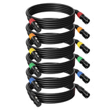 Paquete de 6 cables XLR de 25ft con codificación de colores, cable de micrófono macho a hembra