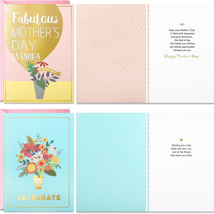 EACYART Mothers Day Cards Assortment, 20 Pack Mother’s Day Cards Boxed with Envelopes & Stickers, Bulk Cute Gold Foil Card for Mom