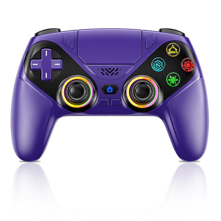 LENISUOLE Wireless Controller for PS5/PlayStation 5 & PC - Purple, Bluetooth Gamepad with Turbo, 6-Axis Motion Sensor, Programmable Buttons, RGB Lighting, 3.5mm Audio Jack, 1000mAh Battery