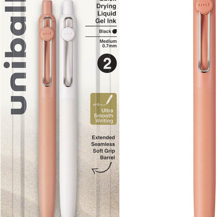 Uni-ball Zento Gel Ink Rollerball Pens, 2 Black Medium Point Smooth Writing Pens, Colored Japanese Pens, Boho Colors
