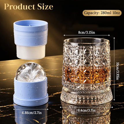 Spinning Whiskey Glasses Set of 4,10oz Rotating Whiskey Glass,Whiskey Gift