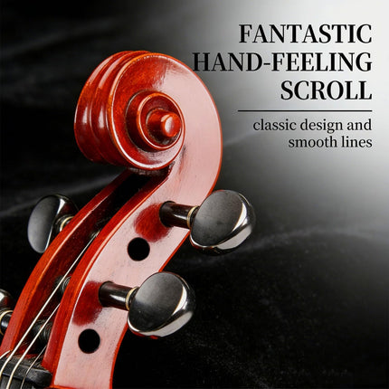 4/4 Full Size Acoustic Cello Kit for Adults, Students & Beginners - with Portable Bag, Bow, Rosin, Stand, Bridge (Red)