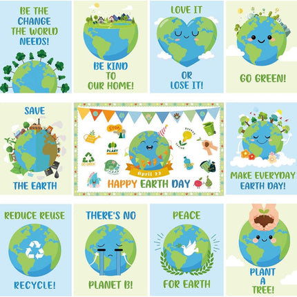 ysapualp 12Pcs Earth Day Posters, Earth Day Decorations for Classroom School Library Bedroom,Happy Earth Day Banner 8x10 Inch