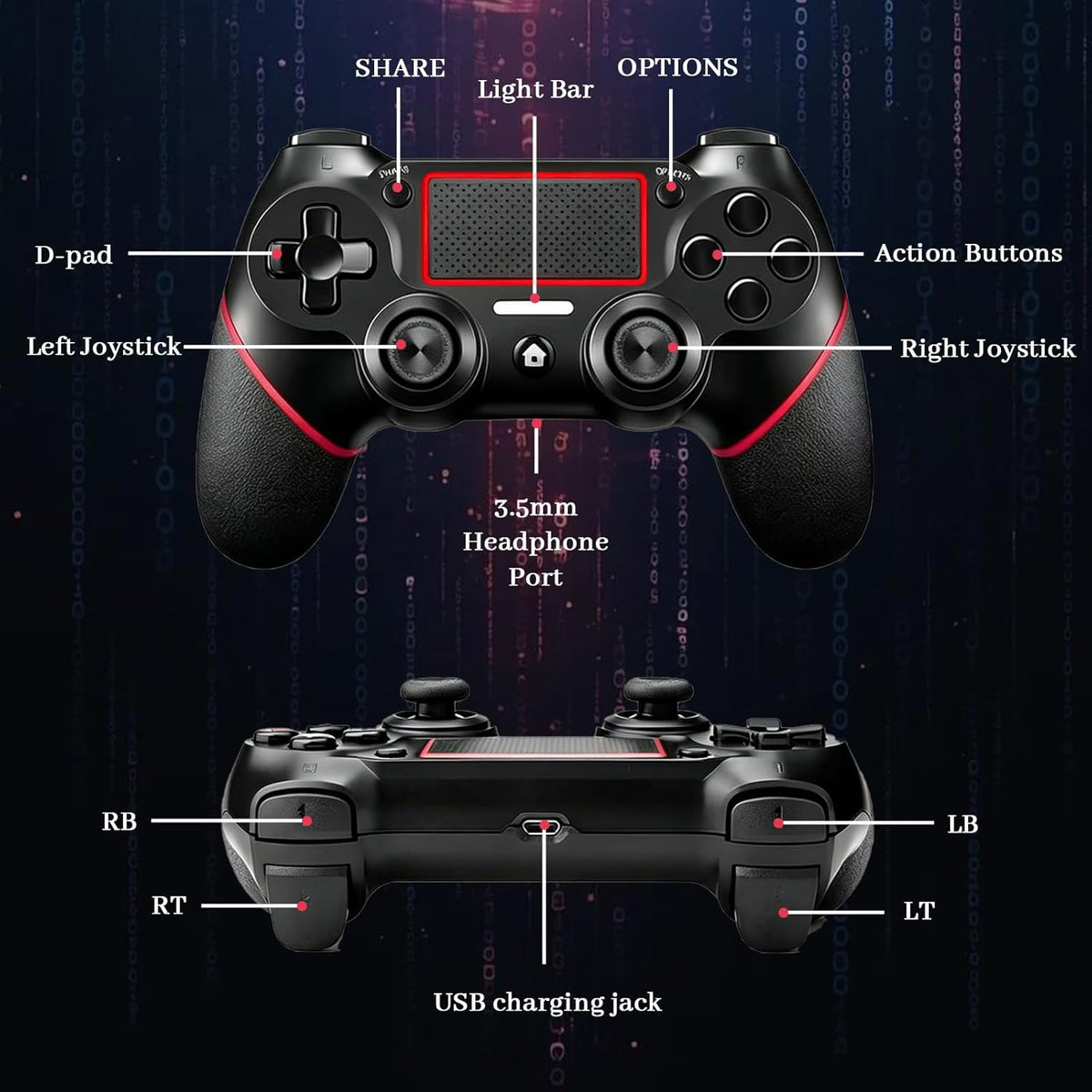 Wireless Controller for Ps4 Controller Compatible with PS4/Slim/Pro/Windows PC,with - photo 4