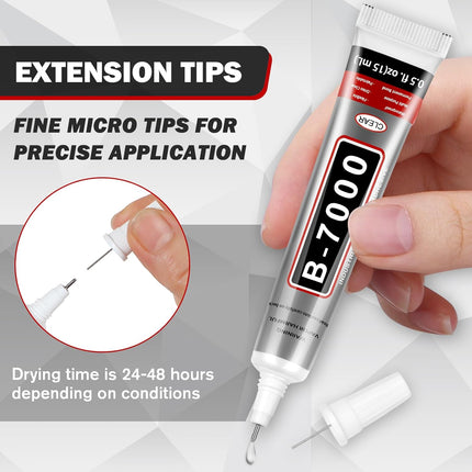 B-7000 Craft Glue for Jewelry Making - 15ml/0.5oz (16 Pack) - Multi-Function B-7000 Super Adhesive Glues Liquid Fusion Glue for Rhinestones Crafts, Clothes Shoes, Fabric, Jewelry Making, Cell Phones