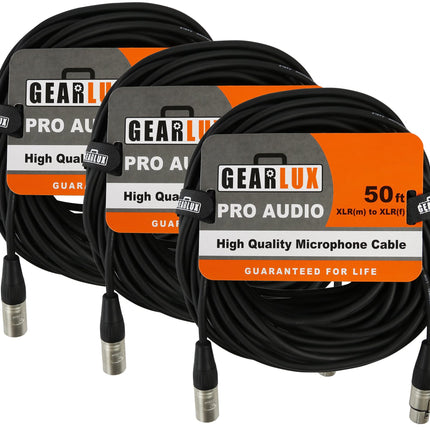 XLR Microphone Cable, Fully Balanced, Male to Female, 25 Feet - 2 Pack