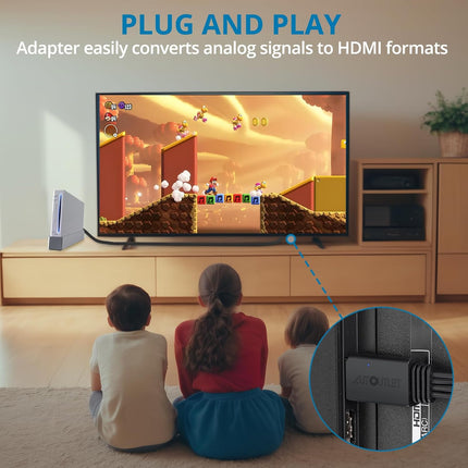 AUTOUTLET Wii to HDMI Converter 1080P 5ft/150cm for Full HD Device, Adapter with HDMI Male Cable Output Compatible with Wii, Wii U, HDTV, Monitor-Supports All Wii Display Modes