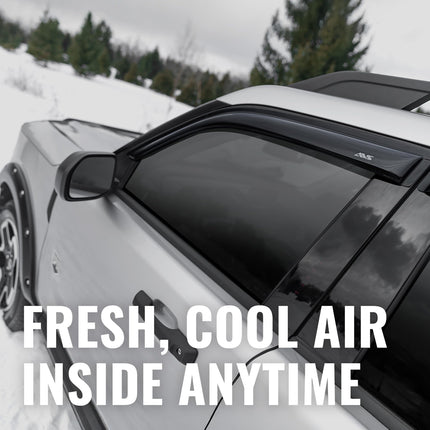 Outside Mount Rain Guards For 2015 - 2026 Ford F-150; 2017 - 2026 F-150 Raptor, F-250, F-350 SD, SUPERCREW ONLY | Window Vent Visors, 4 pcs. - Smoke | 94975