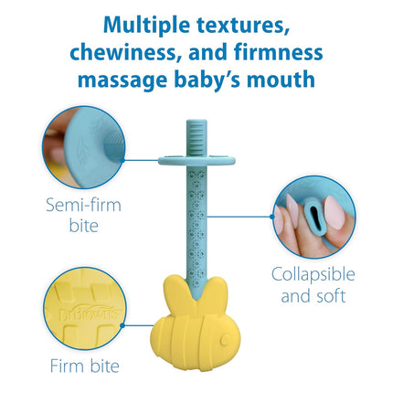 Dr. Brown's Teething Tubes for Babies, Bee and Snail, Massaging Silicone Teether Sticks, BPA Free, 3m+, 2-Pack
