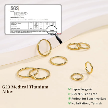 Limerencia Small Hoop Earrings for Women, Hypoallergenic Titanium Huggie Hoop Earrings Set G23 Piercings Cartilage Earrings Set for Women Sensitive Ears