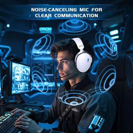 acer 2.4GHz Wireless Gaming Headsets for PS5, PS4, PC, Switch, 3 in 1 Gaming Headphones with Noise Canceling Mic, Stereo Sound, 40+Hr Battery, 50mm Drivers - White