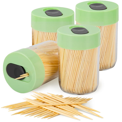 Palillero resistente con palillos de madera natural para limpieza dental, decoración única para el hogar, regalo original (2, azul)