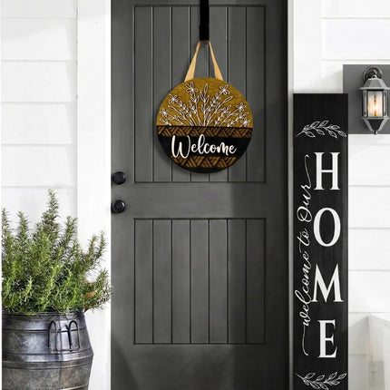3D Welcome Sign for Front Door - Rustic Round Wood Wreath Wall Hanging - Modern Farmhouse Porch Decor - Housewarming, Wedding & New Home Gift - Spring Summer Decoration