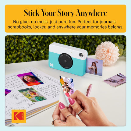 Blue Full-Color Instant Print Digital Camera with 2x3 Sticky-Back Photo Paper