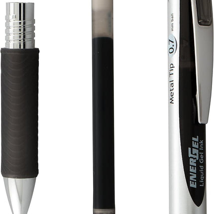 Pentel EnerGel RTX Retractable Liquid Gel Pen, (0.7mm), Medium Line, Metal Tip, Black Ink, Pack of 2 (BL77BP2A)