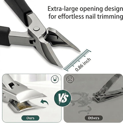 Nail Clippers Set for Seniors Thick Toenails, Ingrown 30° Slanted Eagle-Beak Clipper with Wide Jaw Opening, Anti-Splash Catcher, Long Handle Stainless Steel Kit for Men Women Adults Green Black