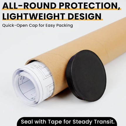 15PCS Kraft Shipping Tubes With Caps, 2x12 Inch Cardboard Poster Tubes for Shipping and Storage of Documents and Art