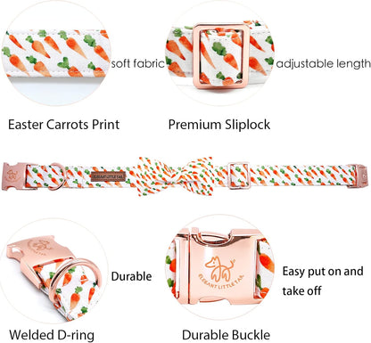 Elegant Easter Dog Collar with Carrot Pattern and Pink Bowtie for Medium Dogs - photo 2