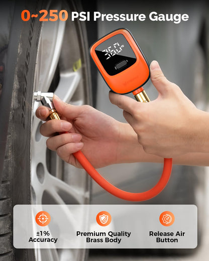 Digital Tire Pressure Gauge 0-250 PSI with Rubber Hose - photo 2