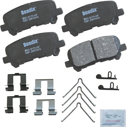 Bendix Priority1 CFC1281 Ceramic Rear Brake Pads for Acura MDX 2013-2007, ZDX 2013-2010, Honda Odyssey 2017-2011, Pilot 2015-2009