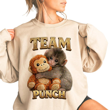 Team Punch Monkey Sweatshirt, Baby Monkey Punch Shirt, Cute Monkey Sweater, Animal Lover Gift, Toy Outfit