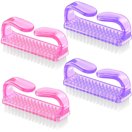 Cepillo para uñas con agarre de mango, kit de cepillos limpiadores para uñas de manos y pies para hombres y mujeres (paquete de 4)