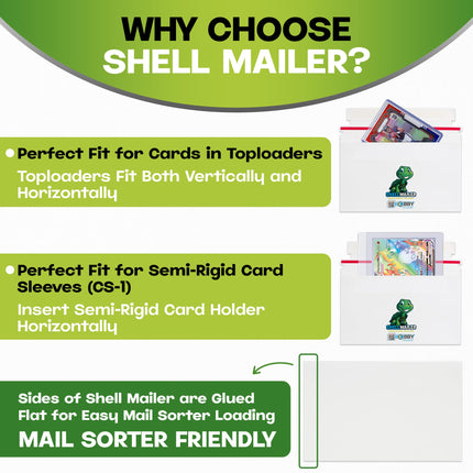 Shell Mailer Trading Card Envelopes for Shipping, Card Mailers - 100 Pack