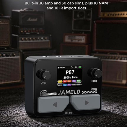 JAMELO Pocket Guitar Multi Effects Pedal, with 125 Effects, 99 Presets, 30 Amp Modeling, IR Loaders, Looper 100 Drum Rhythms BT Audio USB OTG Support Rechargeable Guitar Effects Processor (Black)